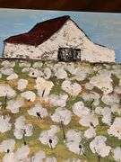 Old barn in a cotton patch. Original painting on canvas. 20x16 in.