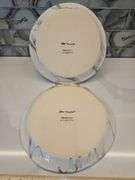 Pair of Beautiful Alex Marshall Handmade Stoneware 11" Slim Round Dinner Plates in Grey-White Stripe SEE DESCRIPTION FOR DETAILS...