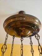 Beautiful Vintage MCM Chandelier 13" round x 40" ceiling to bottom of lowest hanging globe w/five(5) Gorgeous Stuben Glass Globes...