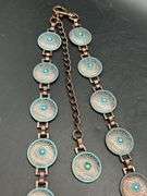 Great looking ladies copper and turquoise medallion belt…..adjustable for waist size