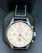 REPRODUCTION IWC (International Watch Co) Limited Edition Platinum Die Gross Fliegeruhr Men’s Watch with black leather band (801963)…..THIS WSTCH IS NOT ORIGINAL NOR AUTHENTIC