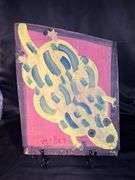 Original signed Mose T chunky yellow frog Folk Art with signature soda can tab hanger…..11-1/4 x 14-1/2