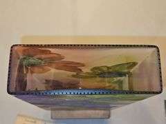 Gorgeous vintage hand-painted rectangular flower vase 6x2x12 in very good vintage condition...