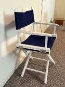 Directors Chair White Frame with Navy Blue Canvas……22-1/2 x 16 deep x 18-1/2 to seat (36 tall)