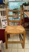 Exquisite custom built table and chairs……custom built in 1972 in Nicosia, Cyprus from oak(?). There are no nails except on the chairs to hold the rush seating in place. Chairs are hand carved…..one small blemish on table top