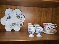 Royal Albert cup and saucer, Sweet Violet bowl and 6 egg cups.