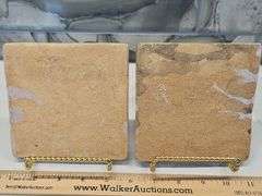 Two(2) Vintage ceramic Delft Dutch 19th century polychrome tiles 5" X 5" square x 1/4" thick...