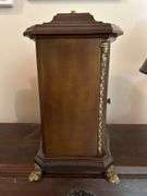 Vintage Franz Hermle & Sons Germany mantel clock with key and brass feet…..working condition….5820/4 on back….340-020 on workings….10-1/2 x 6-1/2 x 11 tall
