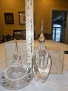 Two(2) beautiful crystal glass perfume bottles w/stoppers...