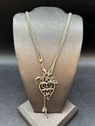 Coldwater Creek silver toned double strand heart necklace