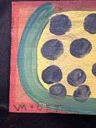 Original signed Mose T yellow meat watermelon Folk Art with signature soda can tab hanger…..14 x 8