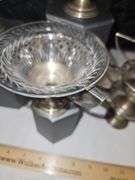 Set of six(6) vintage sterling dessert cup holders w/three etched glass cups 245.6 total grams...