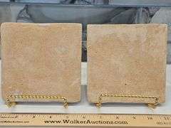 Two(2) Vintage ceramic Delft Dutch 19th century polychrome tiles 5" X 5" square x 1/4" thick...