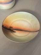 3-piece set of Noritake porcelain…..serving tray, creamer and under tray…..silverplate compote NOT INCLUDED