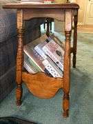 Vintage side table with bottom magazine rack…..26 x 13 x 23 tall