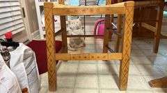 Exquisite custom built table and chairs……custom built in 1972 in Nicosia, Cyprus from oak(?). There are no nails except on the chairs to hold the rush seating in place. Chairs are hand carved…..one small blemish on table top