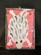 Original signed Mose T white chunky frog Folk Art with signature soda can tab hanger…..9-3/4 x 13-1/2