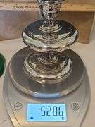Pair of Gorgeous Vintage Sterling Cement Filled Pedestals/Candle Holders w/Green Glass Candy Dishes 528.6 total grams...