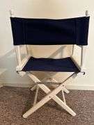 Directors Chair White Frame with Navy Blue Canvas……22-1/2 x 16 deep x 18-1/2 to seat (36 tall)