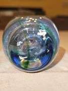 Beautiful bue & green crystal glass perfume bottle w/stopper + additional glass bottle w/stopper...