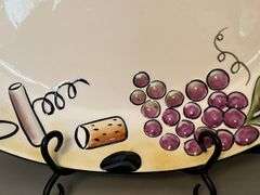 NIB Clay Art “BUON VINO” hand painted 2-piece chip n’ dip set