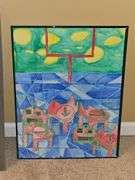 Abstract football theme art.