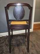 Vintage mahogany low back cane seat chair w/cushion...