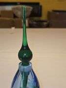 Beautiful bue & green crystal glass perfume bottle w/stopper + additional glass bottle w/stopper...