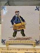 Two(2) Vintage ceramic Delft Dutch 19th century polychrome tiles 5" X 5" square x 1/4" thick...