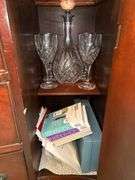 Beautiful antique mahogany china cabinet with 3 drawers and 2 side compartments…..piece is at least 80 years old and is a family heirloom…..you will see slight blemishes from every day normal use…..45 x 15-1/2 x 72 tall