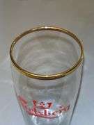 Vintage 1960's Set of 11 Carlsberg Beer Glasses with Gold Rim and Crown…..5-3/4” tall