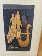 Exquisite framed shadow box diorama of Jewish articles signed by local artist 13x1.75x15...