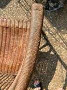 Pair of faux wicker barrel back chairs…..sturdy - shows wear from normal use…..26 x 18-1/2 x 16 tall to seat (28 tall overall)