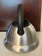 Stainless tea kettle and NEW Cuisinart white enamel tea kettle….no dents