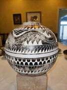 Gorgeous 9x9 intricately carved American Indian round vase...