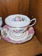 Royal Albert cup and saucer, Sweet Violet bowl and 6 egg cups.