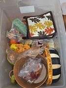 Two tubs of fall decor.