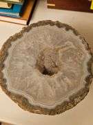 Natural agate geode with stand.