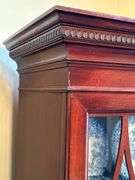 Beautiful antique mahogany china cabinet with 3 drawers and 2 side compartments…..piece is at least 80 years old and is a family heirloom…..you will see slight blemishes from every day normal use…..45 x 15-1/2 x 72 tall