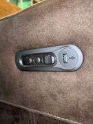 Flexsteel Industries tan microsuede power rocker recliner with adjustable head rest and USB port on side…..in really good condition, only 1 small stain found and chair is fully functional…..37 x 22-1/2 x 19 tall to seat (49 tall overall)