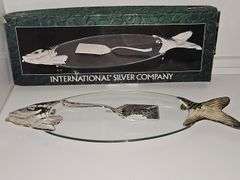 International Silver Company silver plate fish server with spatula.