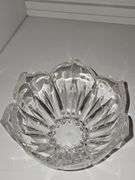 8.5 in crystal bowl, 7.5 in crystal lotus bowl, 6-in crystal ice bucket with tongs.