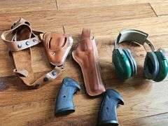 Pachmayr grips, holsters, and ear protection.