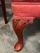 Antique coral upholstered accent chair…..29-1/4 x 20-1/2 x 18 tall to seat (34-1/2 tall overall)