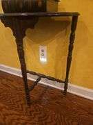 Vintage-look half-moon table w/vintage-look book(actually a box) stationary on top 22x11.5x27.5x30(including book)...