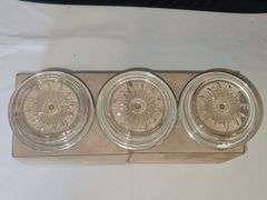 Set of Three(3) vintage Crown 3.75" cut glass coasters w/Sterling rims...