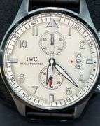 REPRODUCTION IWC (International Watch Co) Limited Edition Platinum Die Gross Fliegeruhr Men’s Watch with black leather band (801963)…..THIS WSTCH IS NOT ORIGINAL NOR AUTHENTIC