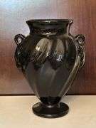 Beautiful Haeger black ceramic urn-style home decor piece with swirl pattern…..6-1/2 across x 9 tall