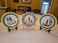 Three(3) vintage Quimper Heriot Round Plates...