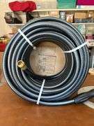 Selection of NEW 5/8” inside diameter 100’ professional grade water hose and (2) sprinklers